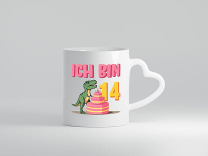 14. Geburtstag | Jahre Dinosaurier mit Kuchen lustiger Spruch Geschenk