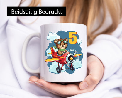 5. Geburtstag | 5 Jahre Kinder Pilot Flugzeug Geschenkidee Humor Tasse