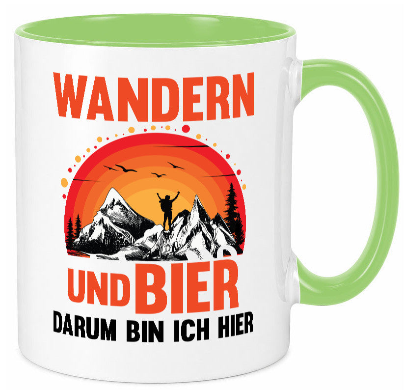 Wandern und Bier darum bin ich hier | lustiger Spruch Geschenk Humor