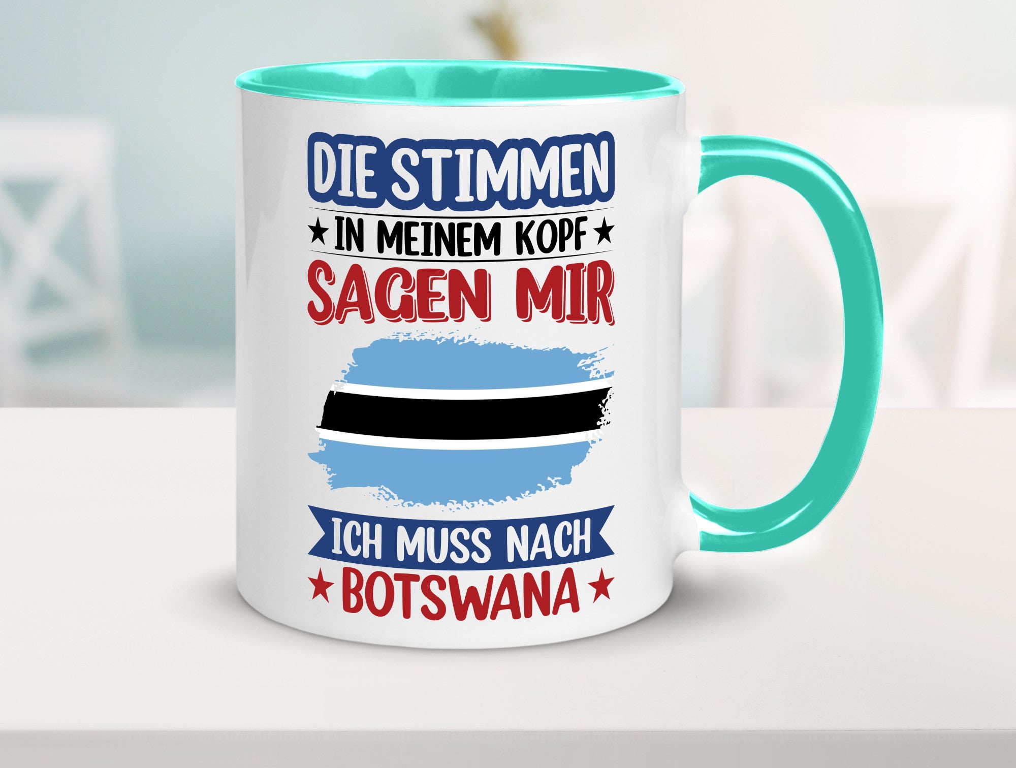 Botswana | Urlaub Stimmen in meinem Kopf Traumland Geschenkidee Humor Tasse