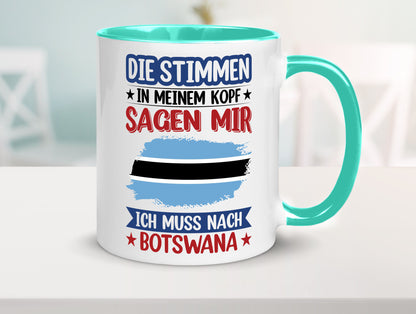 Botswana | Urlaub Stimmen in meinem Kopf Traumland Geschenkidee Humor Tasse