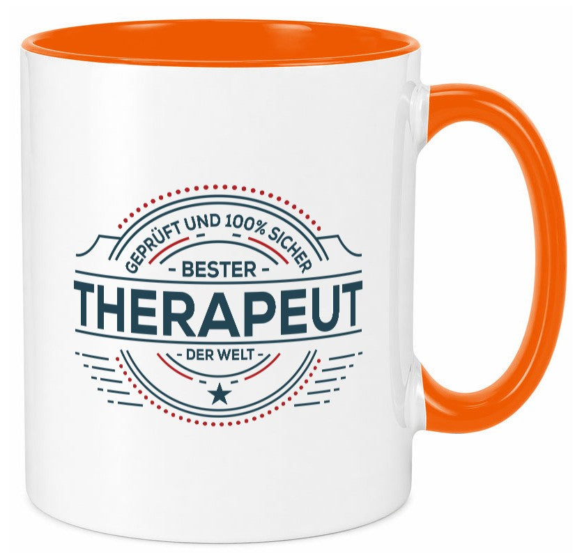Geprüft und sicher: Therapeut | Psychotherapie Therapie Geschenkidee Humor Tasse