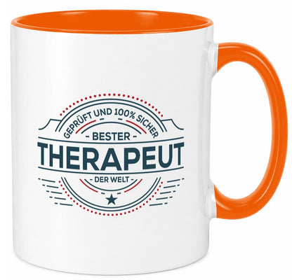 Geprüft und sicher: Therapeut | Psychotherapie Therapie Geschenkidee Humor Tasse