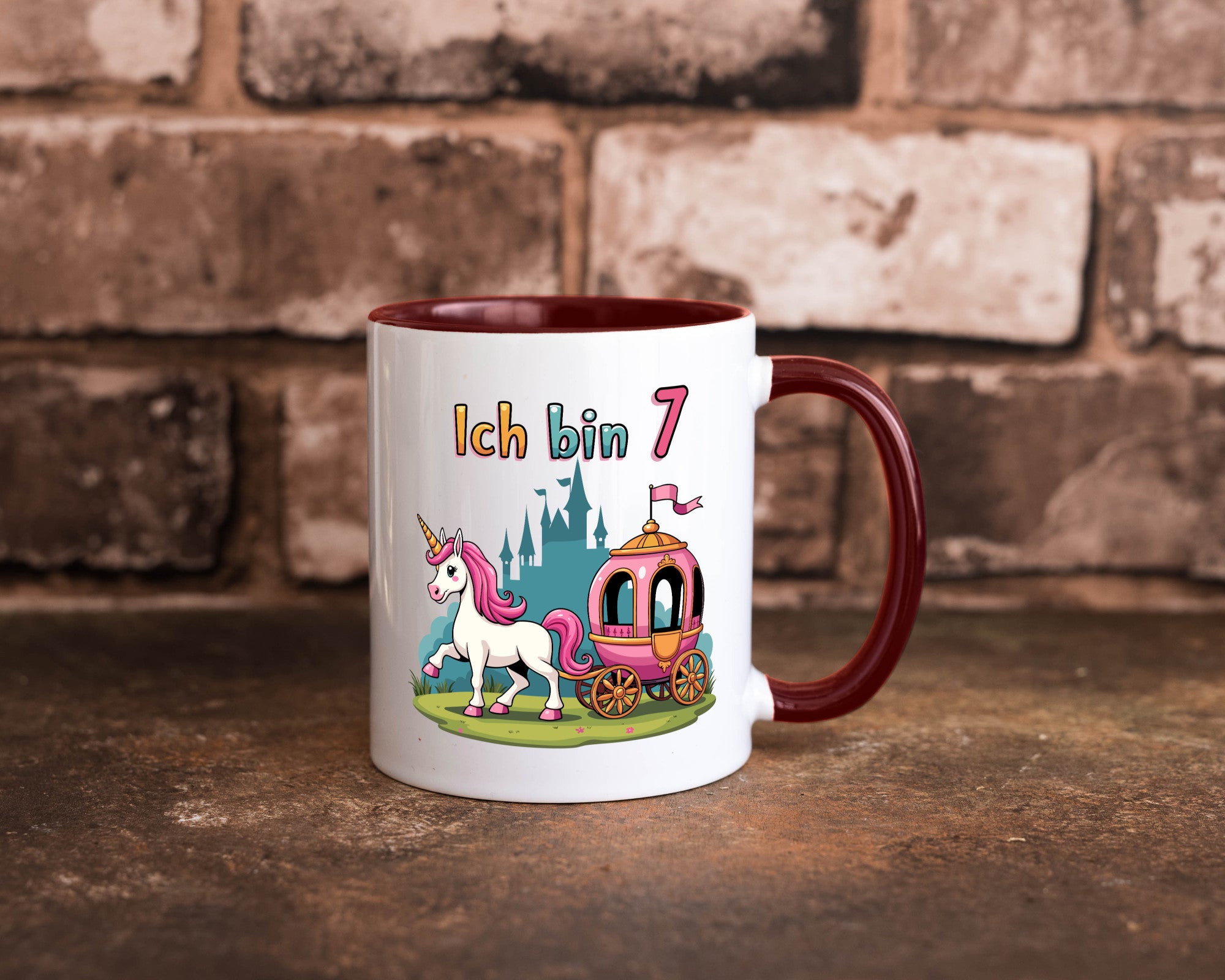 7. Geburtstag | Prinzessin in Kutsche Einhorn lustiger Spruch Geschenk
