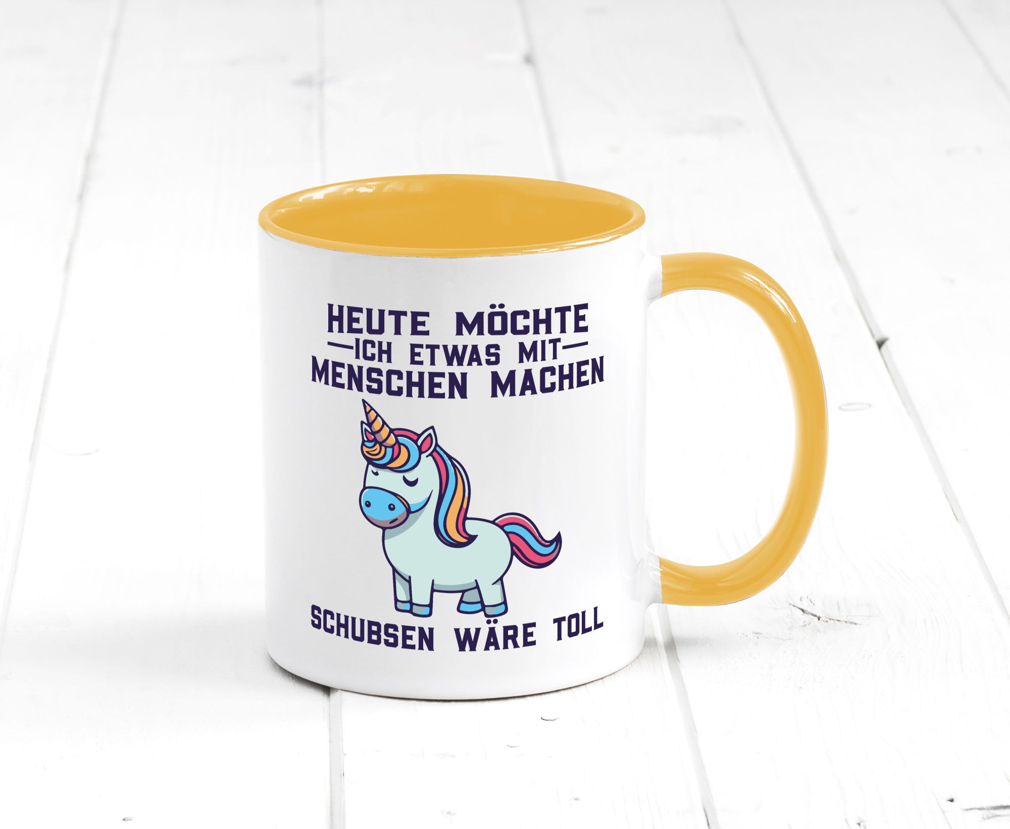 Heute möchte ich Menschen schubsen | Einhorn v2 Geschenk Humor Geschenkidee