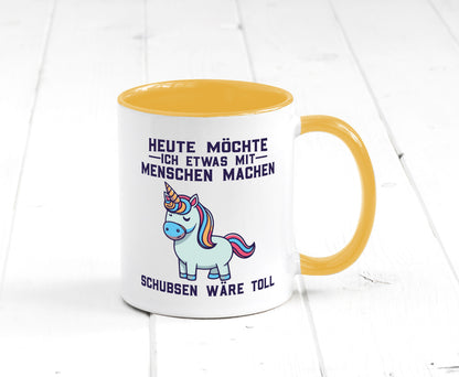 Heute möchte ich Menschen schubsen | Einhorn v2 Geschenk Humor Geschenkidee