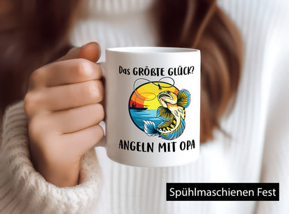 Das größte Glück angeln mit Opa | Angler Geschenkidee Familie Humor Tasse