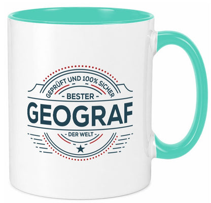 Geprüft und sicher: Geograf | Geografie Geschenkidee Humor Tasse