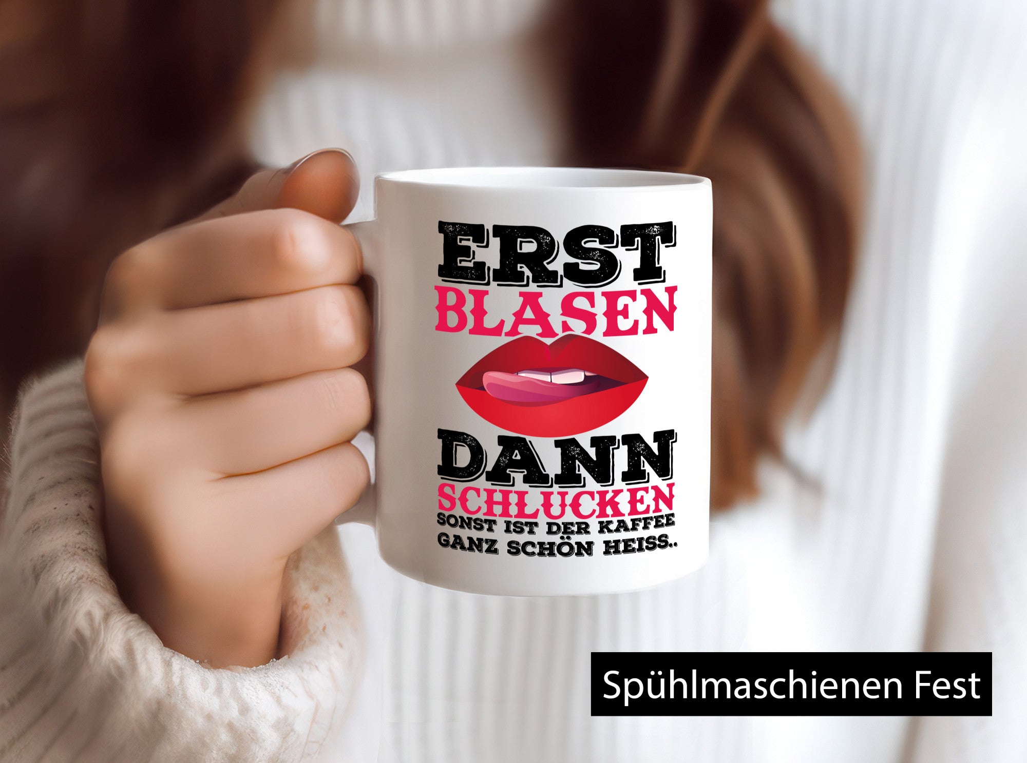 Erst Blasen dann Schlucken. Heißer Kaffee Geschenk Humor Geschenkidee lustiger