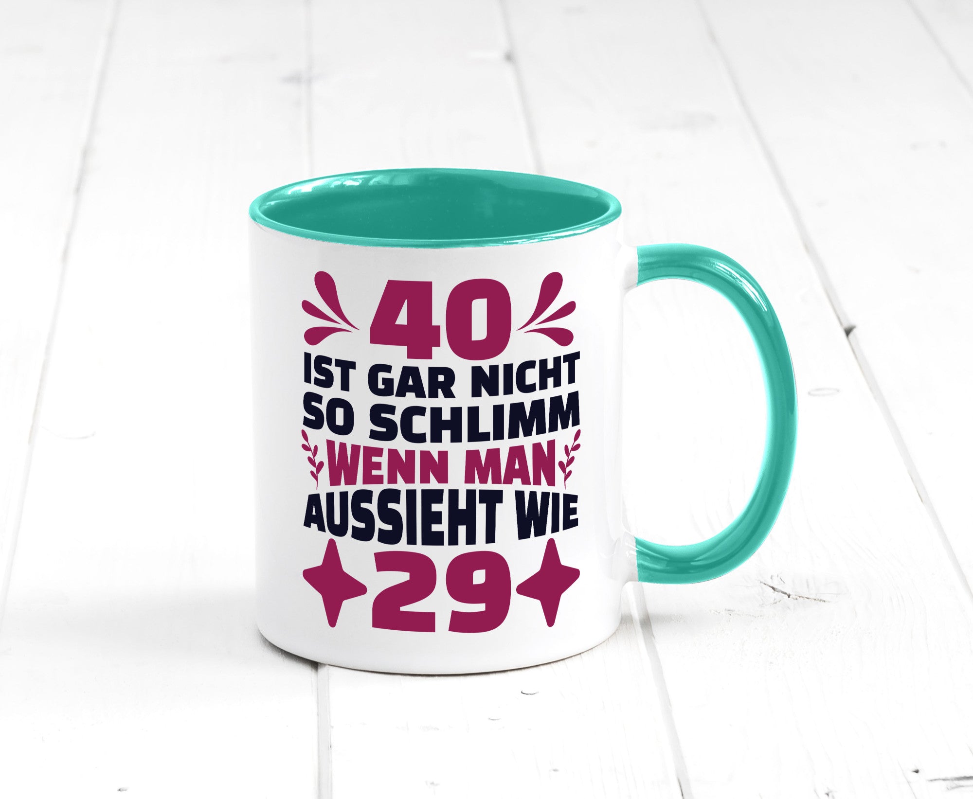 40 ist gar nicht schlimm | 40. Geburtstag Jung aussehen Geschenkidee Humor Tasse