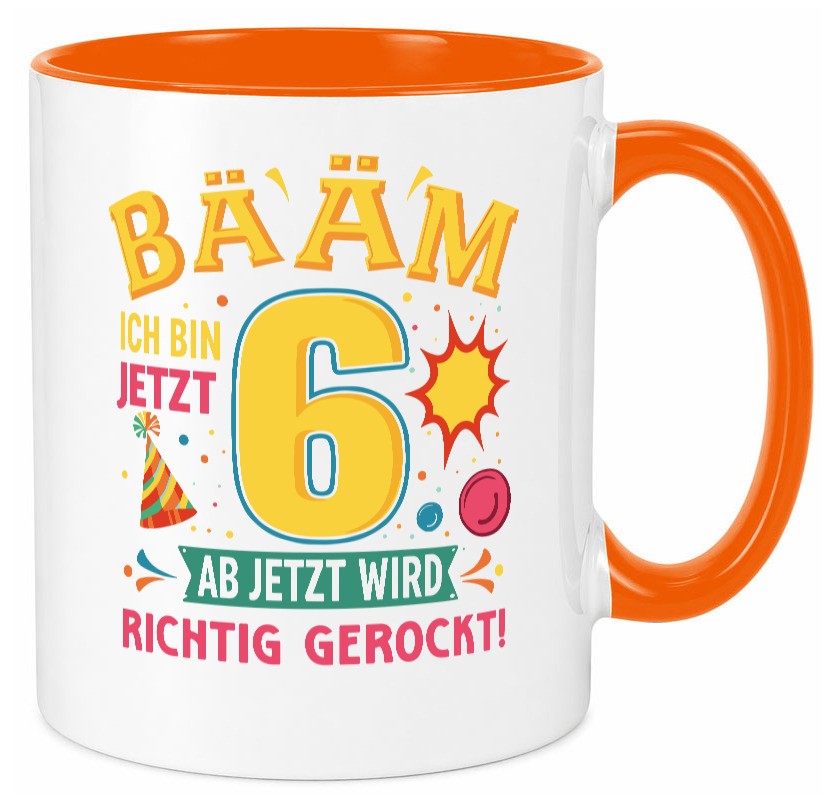 6. Geburtstag | 6 Jahre ab jetzt wird richtig gerockt lustiger Spruch Geschenk Tasse