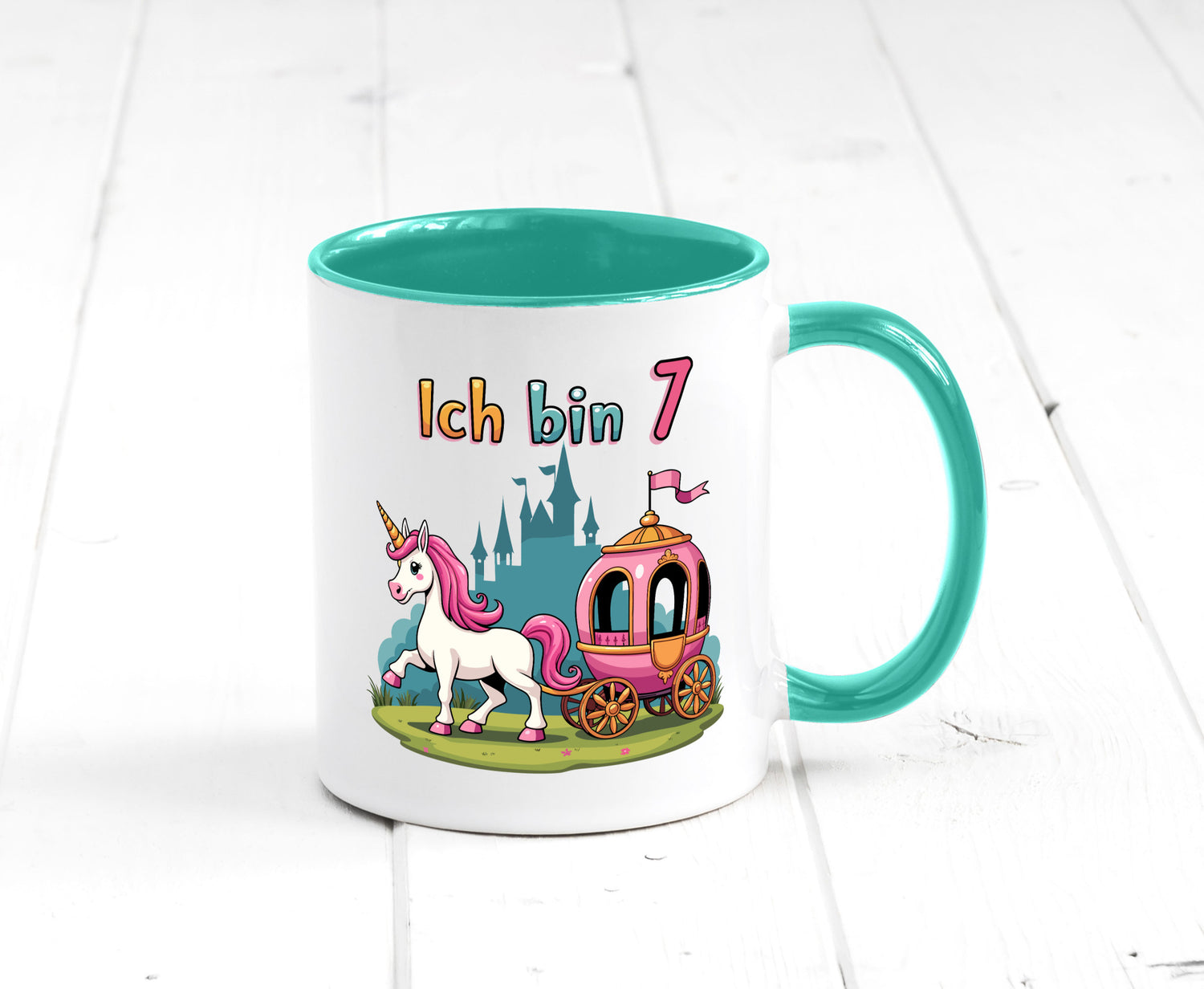 7. Geburtstag | Prinzessin in Kutsche Einhorn lustiger Spruch Geschenk