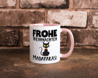 Frohe Weihnachten Madafakas! | Katze Tasse Vintage lustiger Spruch Geschenk