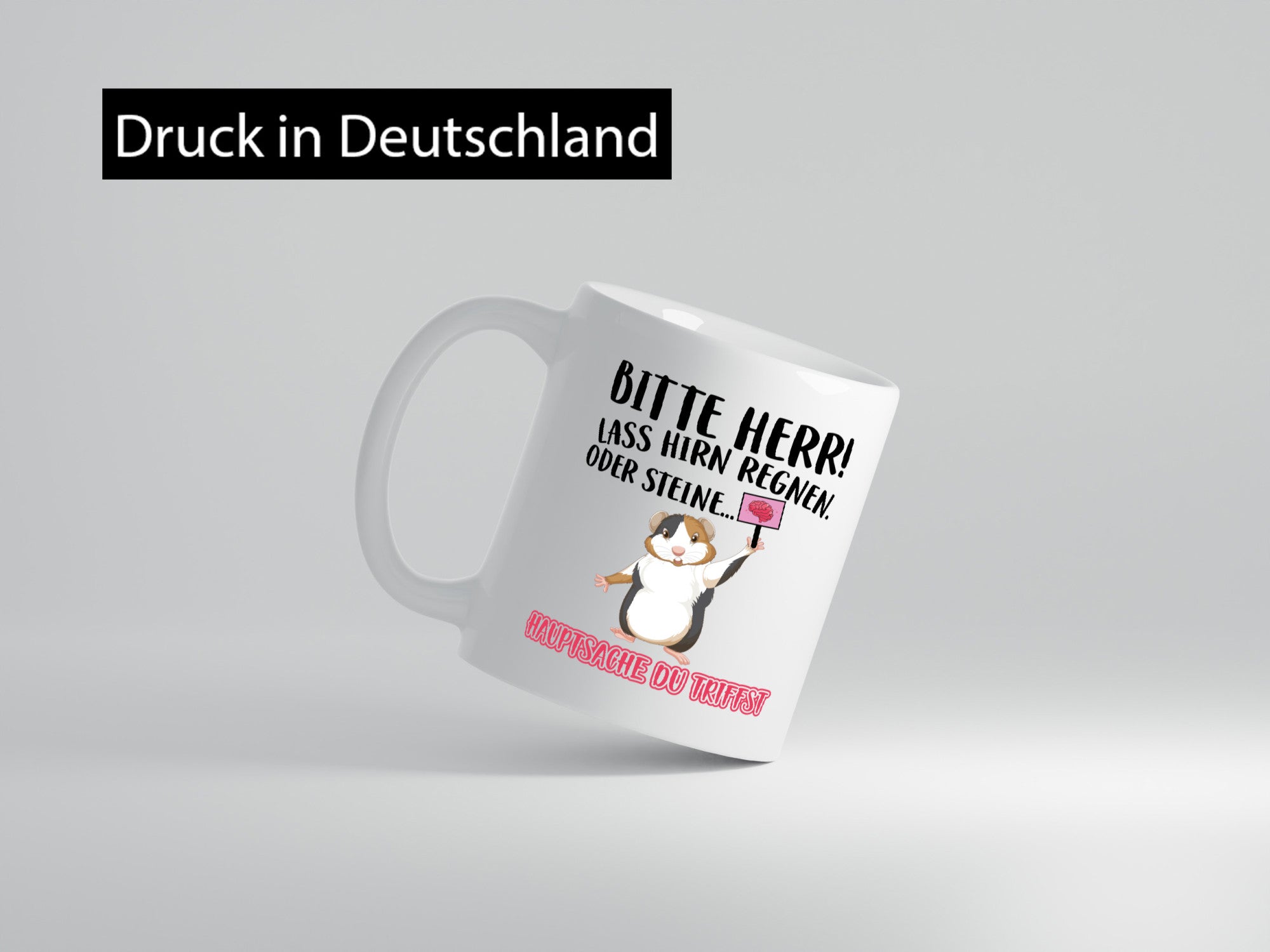 Lass Hirn regnen | Meerschweinchen Tasse Sarkasmus lustiger Spruch Geschenk