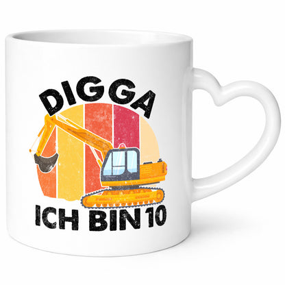 10. Geburtstag | 10 Jahre Bagger Digga lustig Geschenkidee Geschenk Tasse