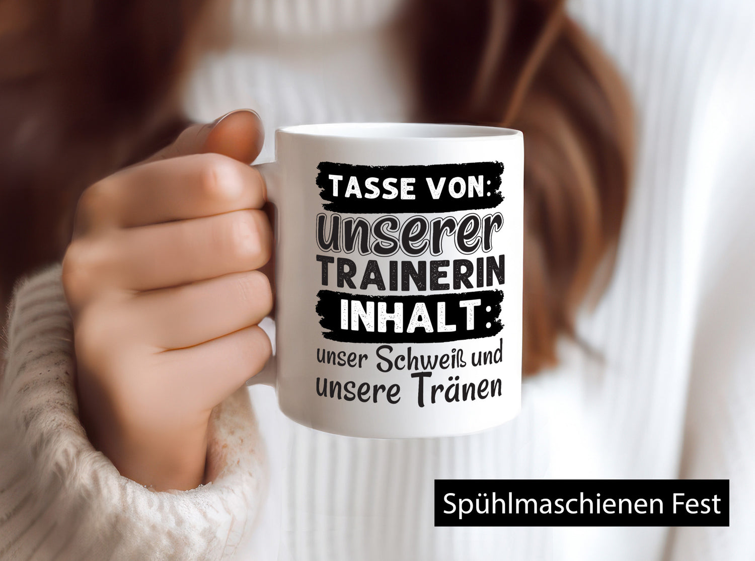 Schweiß und Tränen | Trainerin Tasse Sporttrainerin lustig Humor Geschenkidee