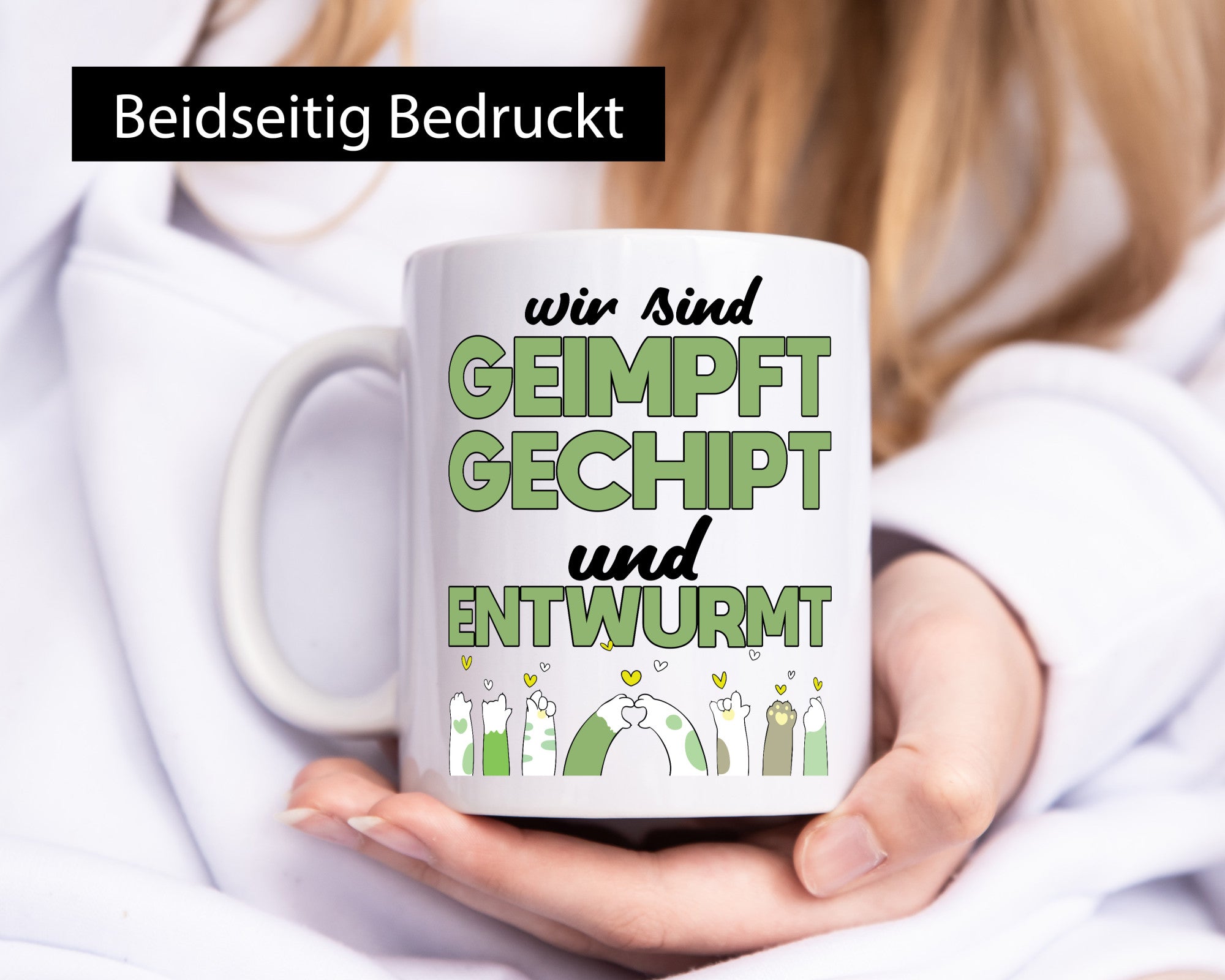 Geimpft, gechipt und entwurmt | Tierbeine Pfoten lustiger Spruch Geschenk