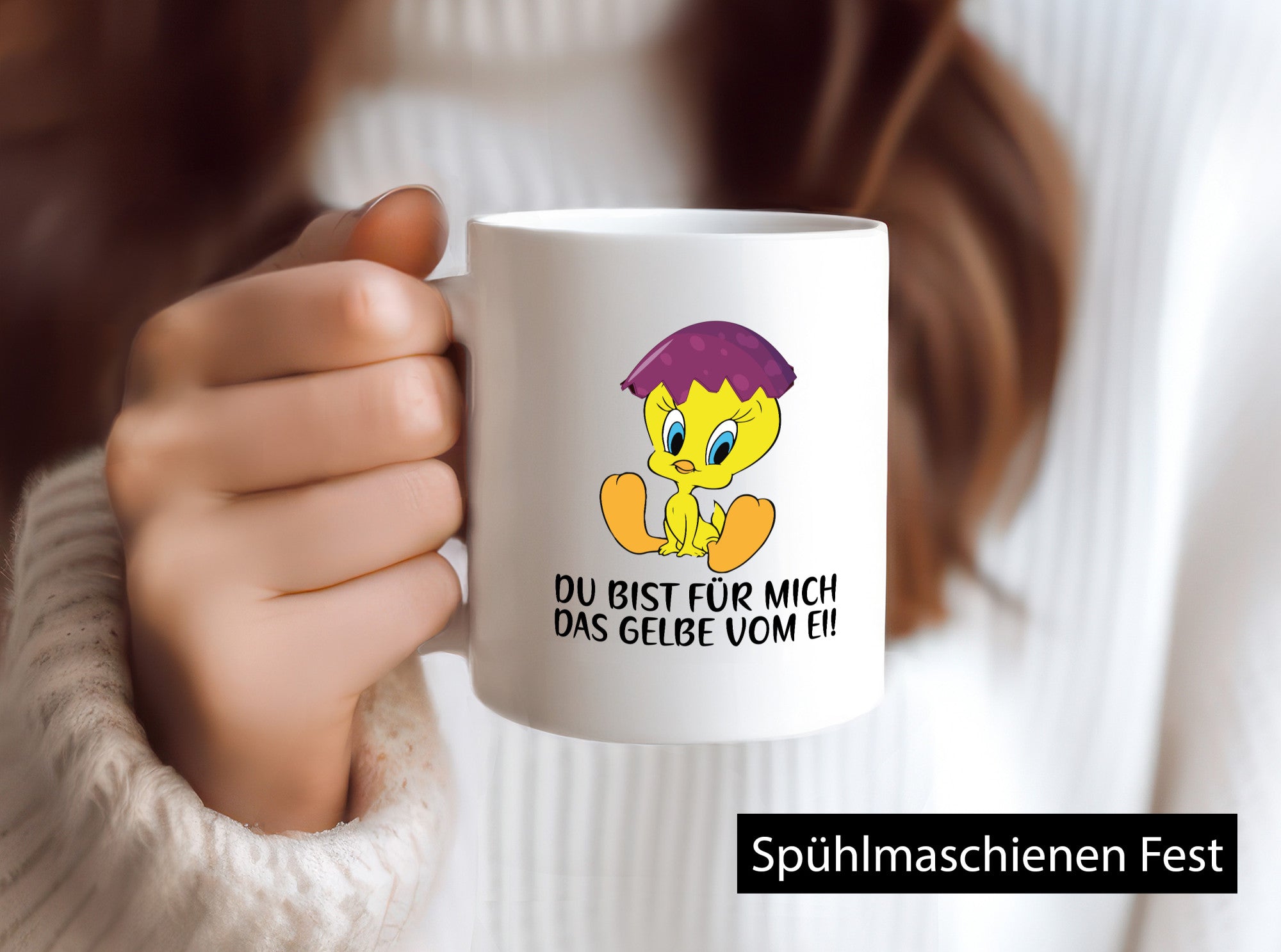 Das Gelbe vom Ei | süßes Küken Eierschale am Kopf Comic lustiger Spruch