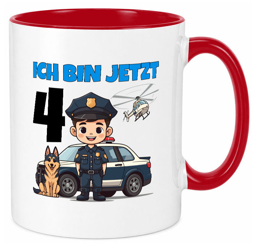 4. Geburtstag | 4 Jahre Polizei Kind Polizeiauto Humor Geschenkidee Tasse