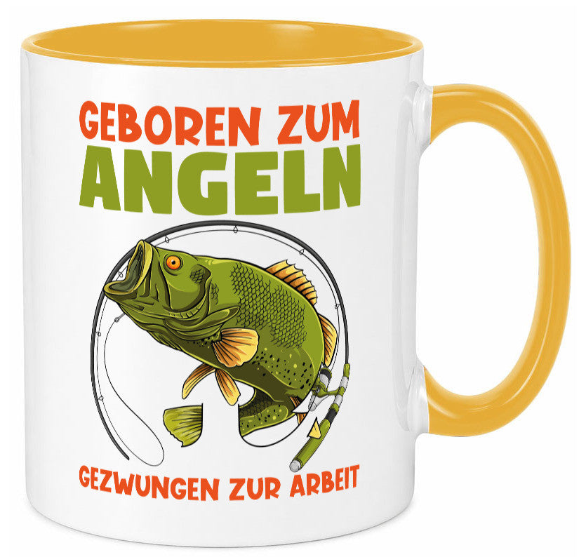 Geboren zum Angeln | Angler Tasse Fischer Spruch Humor Geschenkidee