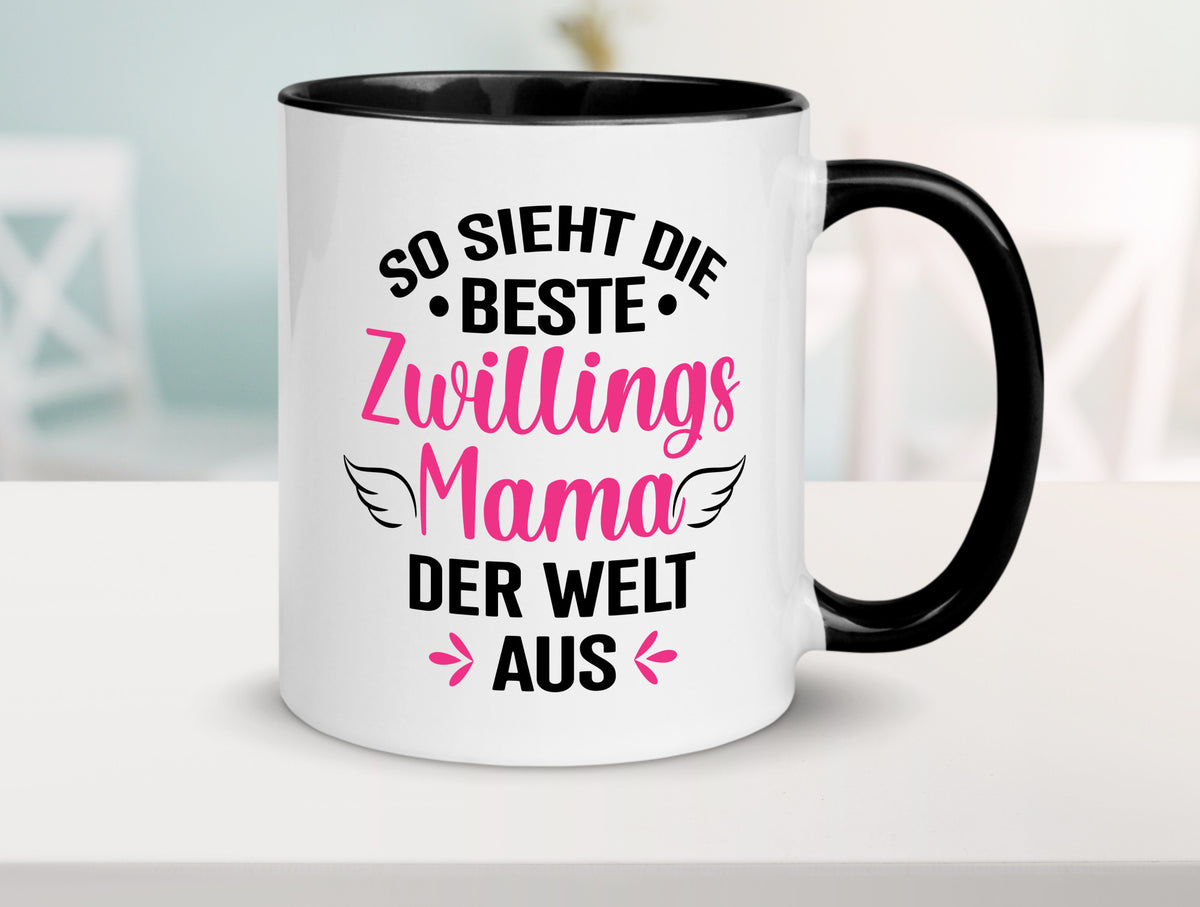 So sieht die Beste Zwillingsmama der Welt aus | Mama lustiger Spruch Geschenk Tasse
