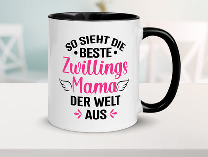 So sieht die Beste Zwillingsmama der Welt aus | Mama lustiger Spruch Geschenk Tasse