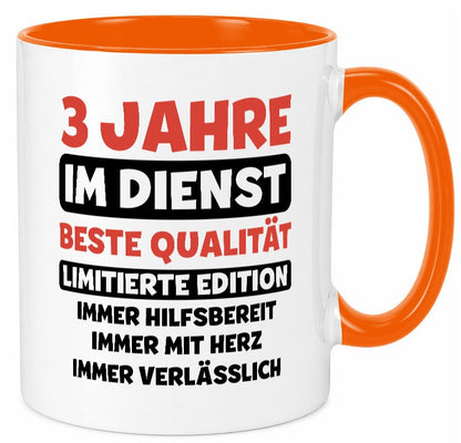 3 Jahre im Dienst | Jubiläum Arbeit v3 lustiger Spruch Geschenk Kollegen Büro Tasse