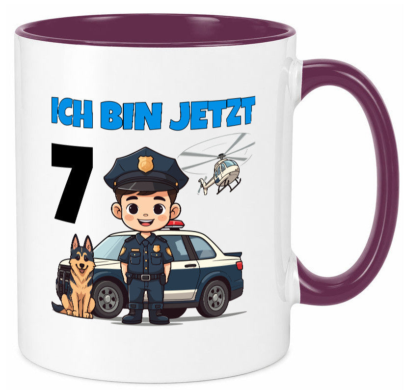 7. Geburtstag | 7 Jahre Polizei Kind Polizeiauto Humor Geschenkidee Tasse
