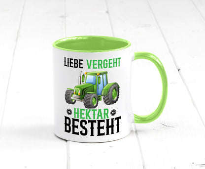 Liebe vergeht Hektar besteht | Traktor Bauer landwirt Humor Geschenkidee Tasse