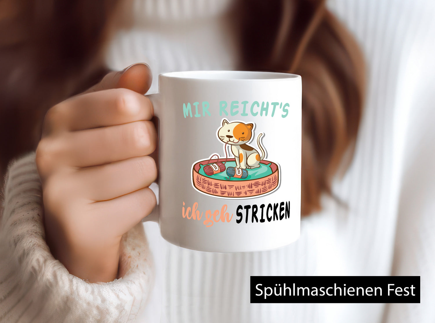Mir reichts ich geh stricken | Katze Wolle Geschenkidee Tierliebhaber Humor
