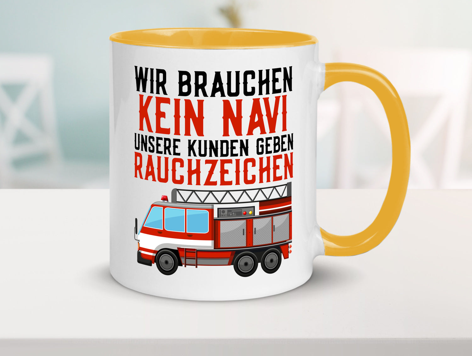 Wir brauchen kein Navi | Feuerwehr Brand Rauchzeichen Geschenkidee Humor Tasse