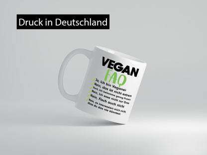 Vegan FAQ | Veganer Lifestyle Ich liebe Humor Geschenkidee Tasse