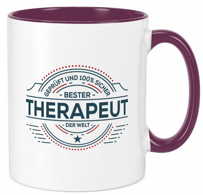Geprüft und sicher: Therapeut | Psychotherapie Therapie Geschenkidee Humor Tasse