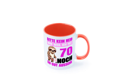 70. Geburtstag | Bitte kein neid Faultier 70 Jahre v2 Humor Geschenkidee Tasse
