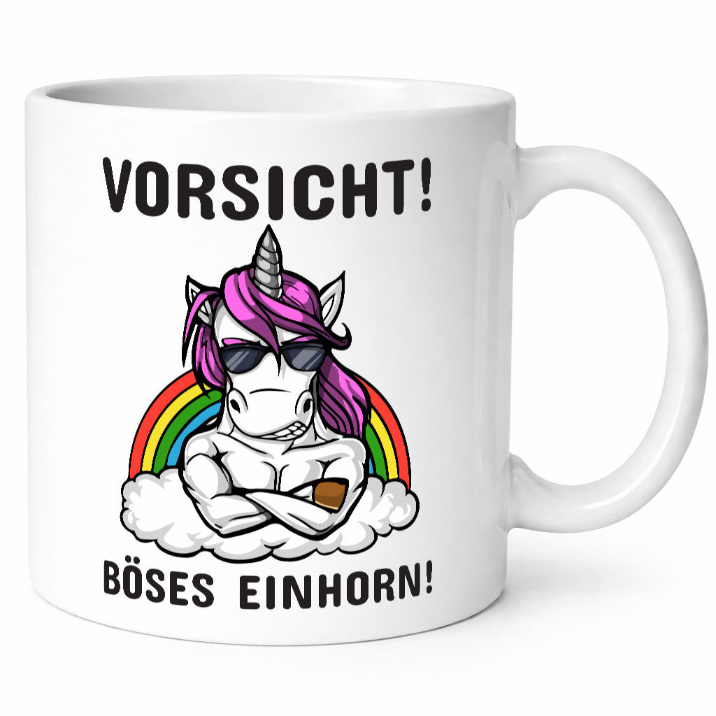 Vorsicht! Böses Einhorn | Spruchtasse mit Motiv Geschenk Humor Geschenkidee