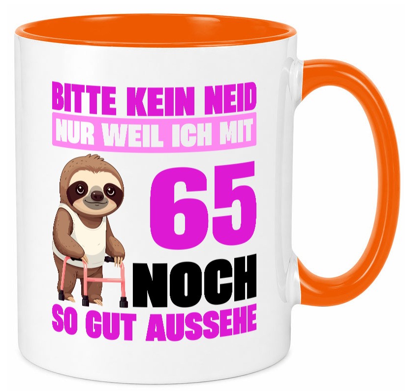 65. Geburtstag | Bitte kein neid Faultier 65 Jahre v2 lustig Geschenkidee Tasse
