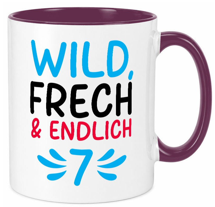 7. Geburtstag | 7 Jahre Wild &amp; Frech lustiger Spruch Geschenk Geschenkidee Tasse