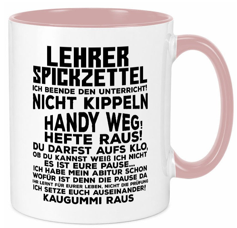 Lehrer Spickzettel | Beruf Tasse lustiger Spruch Geschenkidee Arbeit Kollegen