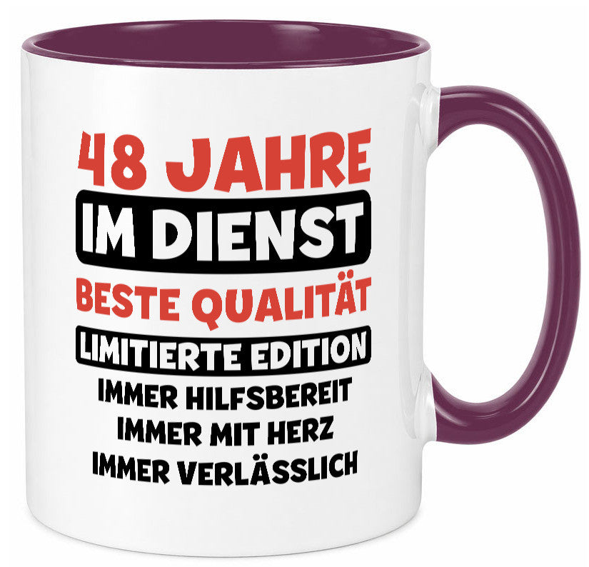 48 Jahre im Dienst | Jubiläum Arbeit v3 Humor Kollegen Büro Geschenkidee Tasse