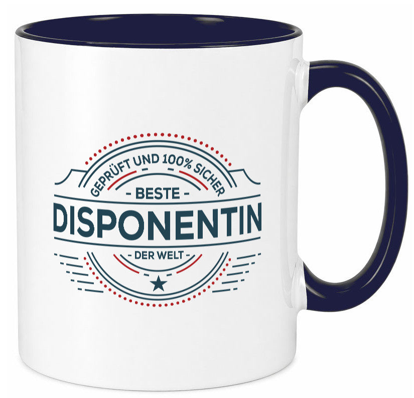Geprüft und sicher: Disponentin | Zuteilerin Geschenkidee Humor Tasse