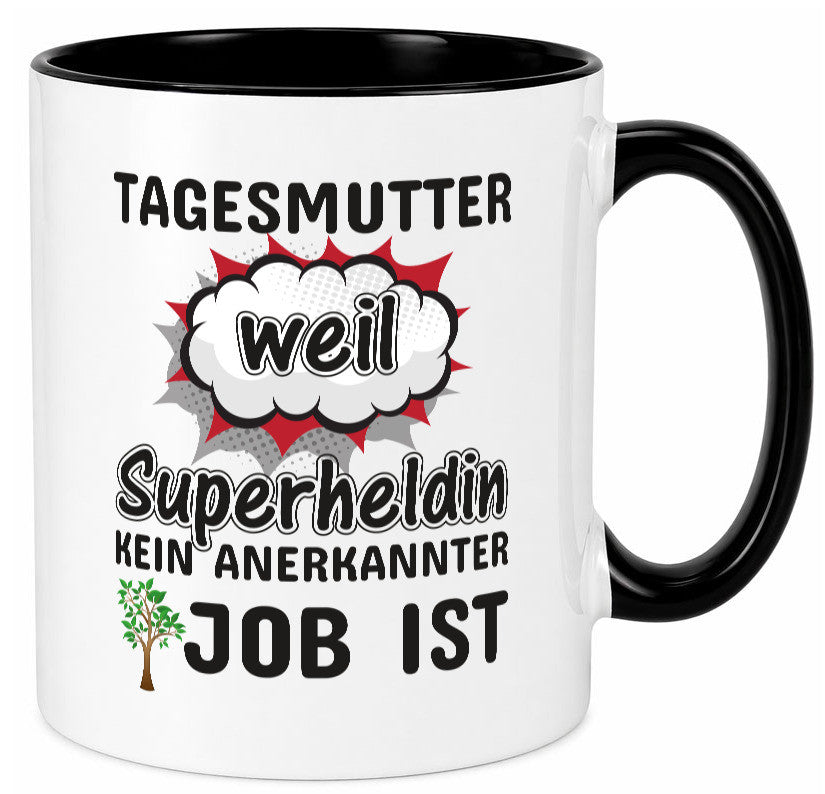 Tagesmutter Superheldin | Beruf Tasse Kinderzeichnung Geschenkidee Familie Humor