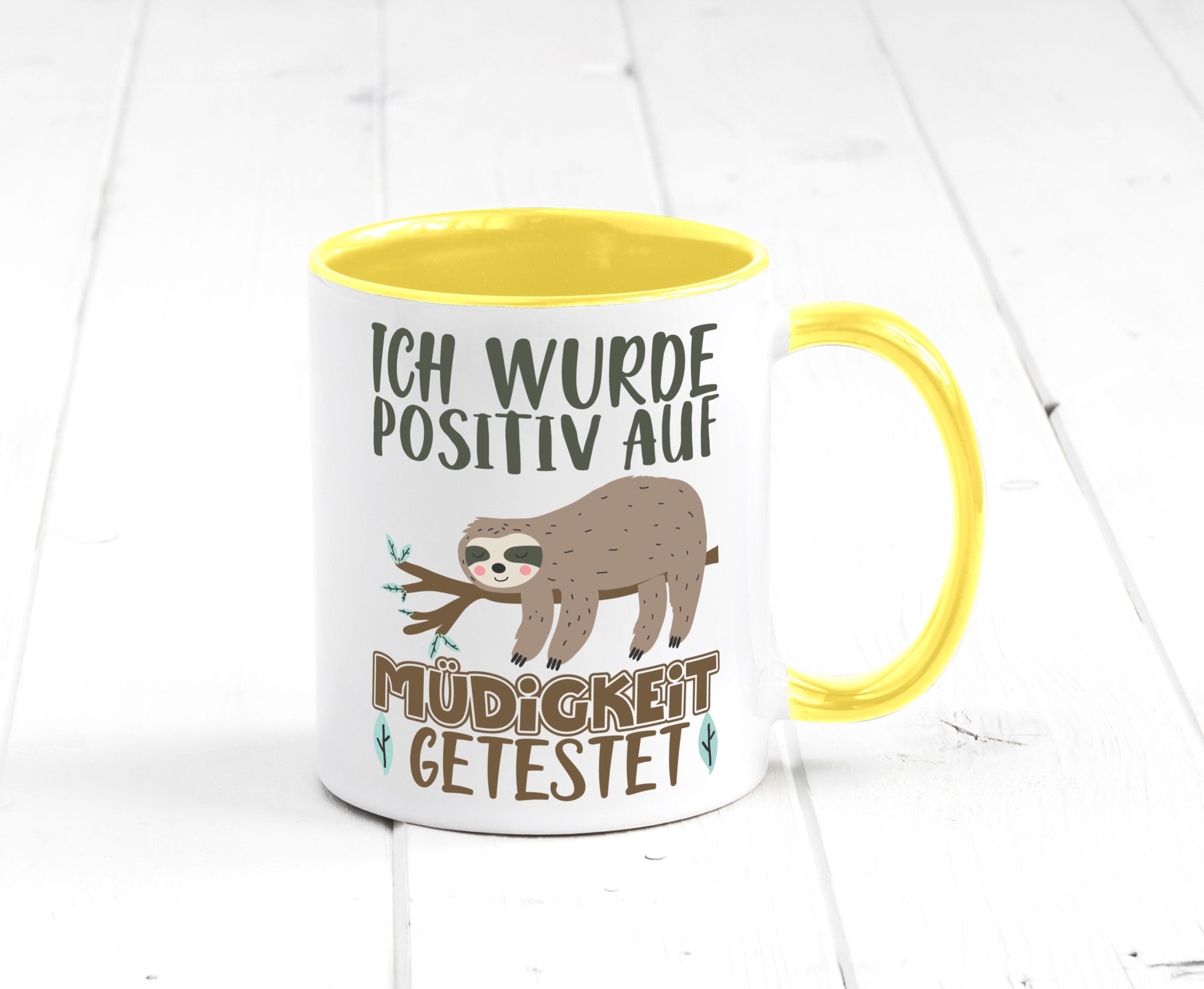 Positiv auf Müde getestet lustiger Spruch Geschenk Humor Geschenkidee Tasse