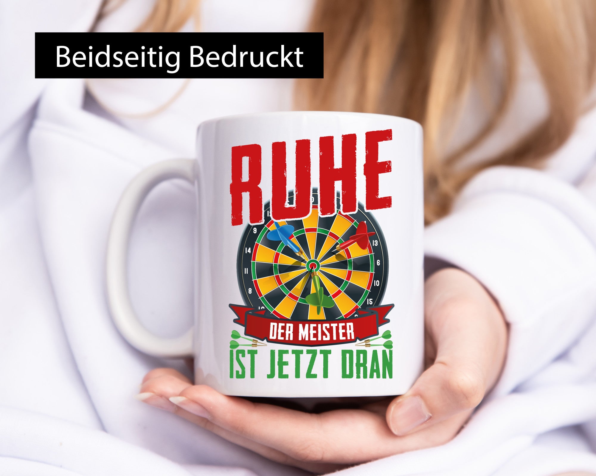 Ruhe der Meister ist dran | Dart Dartspieler Geschenkidee Humor Tasse