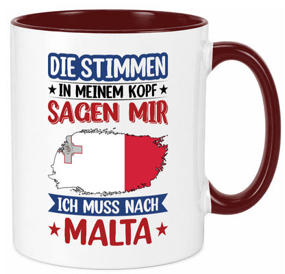 Malta | Urlaub Stimmen in meinem Kopf Traumland lustiger Spruch Geschenk Humor Tasse
