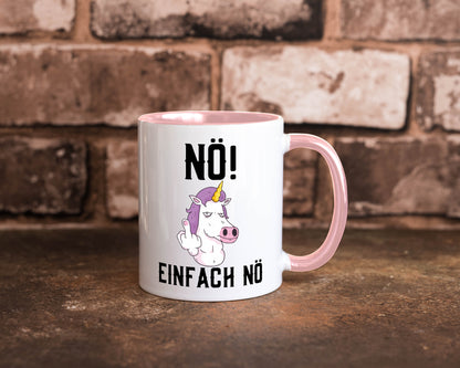 Einfach Nö | Keinen Bock Einhorn Mittelfinger Comic Geschenkidee Humor Tasse