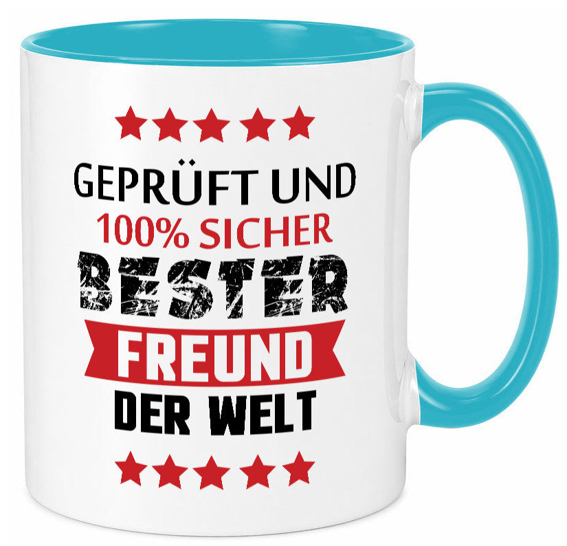Geprüft &amp; Sicher bester Freund | Freundschaft lustiger Spruch Geschenk Humor Tasse