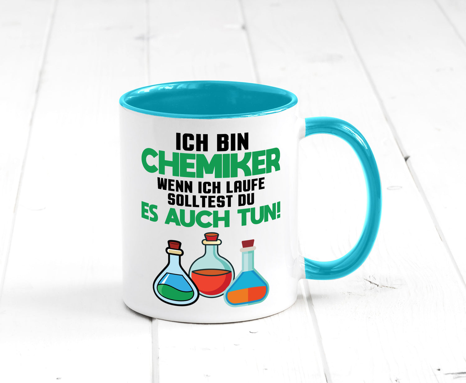 Ich bin chemiker wnen laufe solltest du es auch tun Humor Geschenkidee Tasse