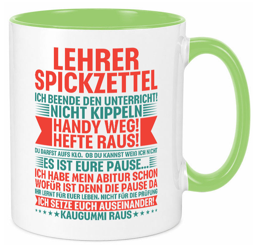 Lehrer Spickzettel | Beruf Tasse lustiger Spruch vl4 lustig Arbeit Kollegen