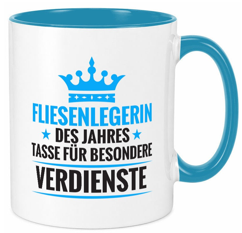 Besonderer Verdienst: Fliesenlegerin | Fliesenlegen Bau Geschenkidee Humor Tasse