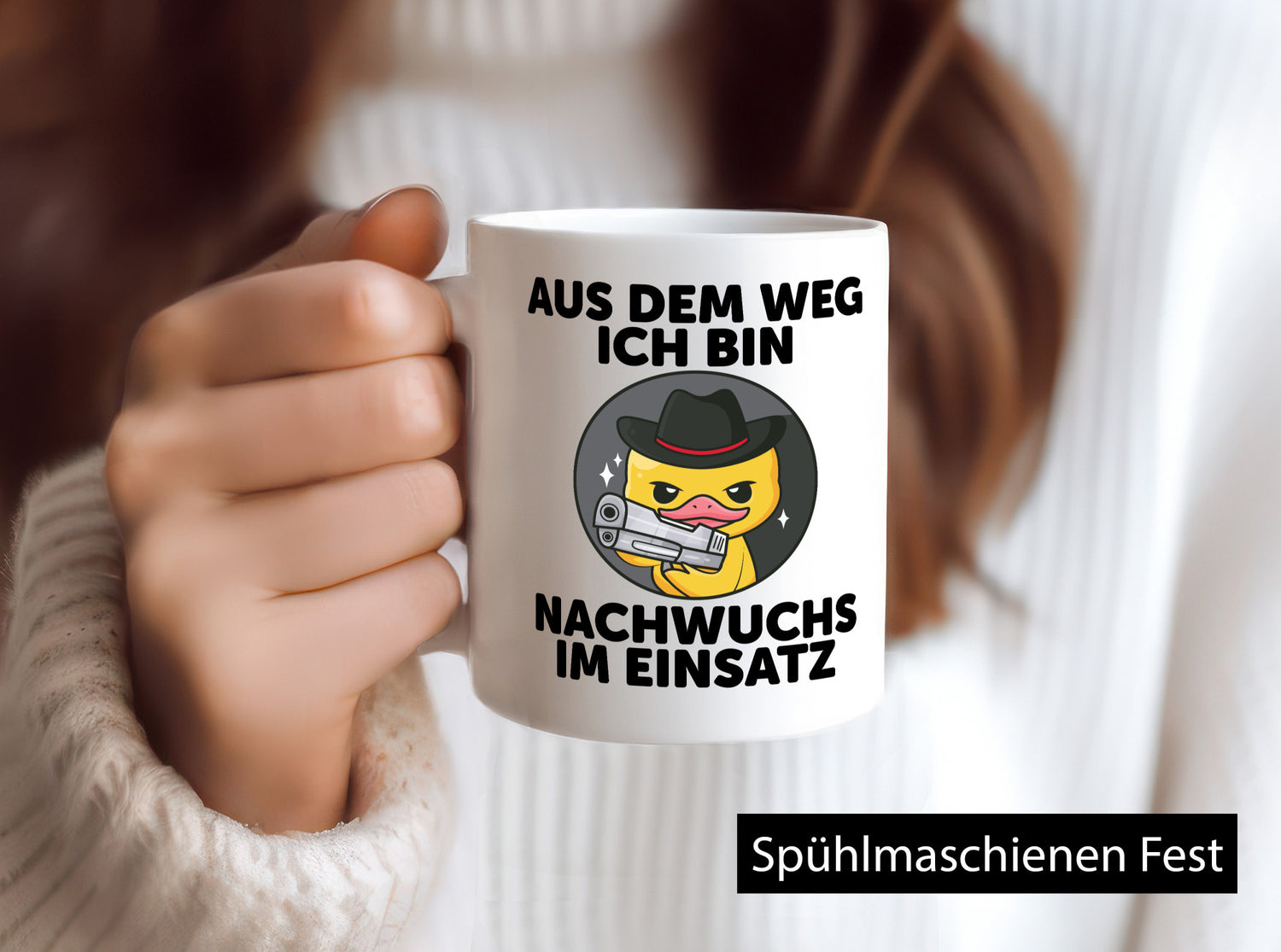 Aus wem weg ich bin Nachwuchs im Einsatz Geschenkidee Humor Tasse